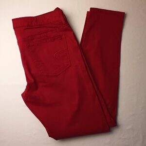American Eagle Jeans Size 10 Mid Rise Skinny Leg Red Color